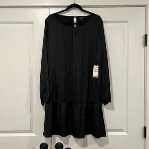 NWT Halogen Women's Long Sleeve Short Black Dress Ruffled‎ Tiers Size XL